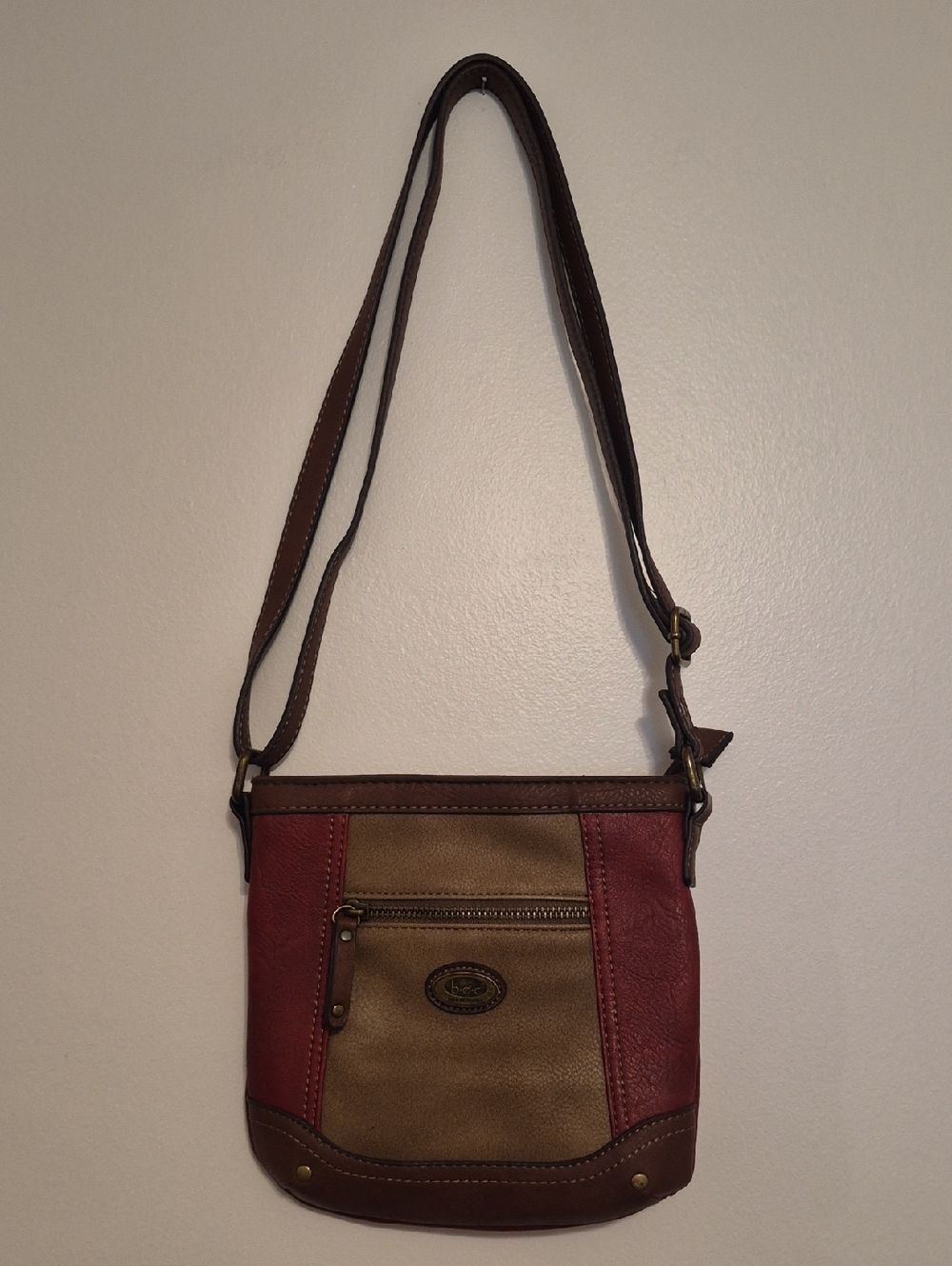 b.o.c. Two-Tone Brown and Burgundy Shoulder Bag